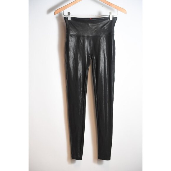 Spanx Pants - Spanx Faux Leather Leggings Black Size Medium Slimming High Rise Shaping Pants